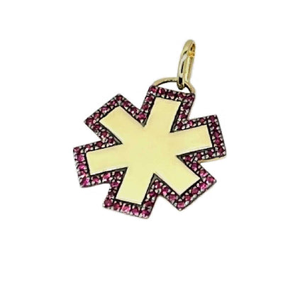 Gold Medical Alert Bracelet Ruby Charm | Medical Alert Necklaces, Bracelets & Jewelry for Women | Diabetic Bracelets | Charmed Medical Jewelry
