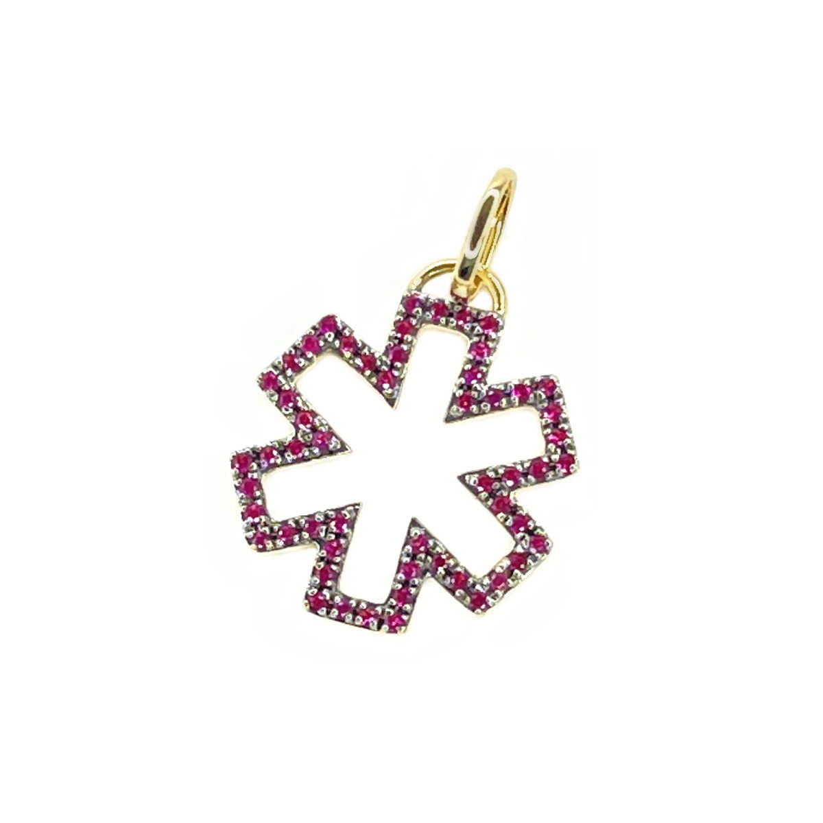 Gold & Ruby Star of Life Medical Charm