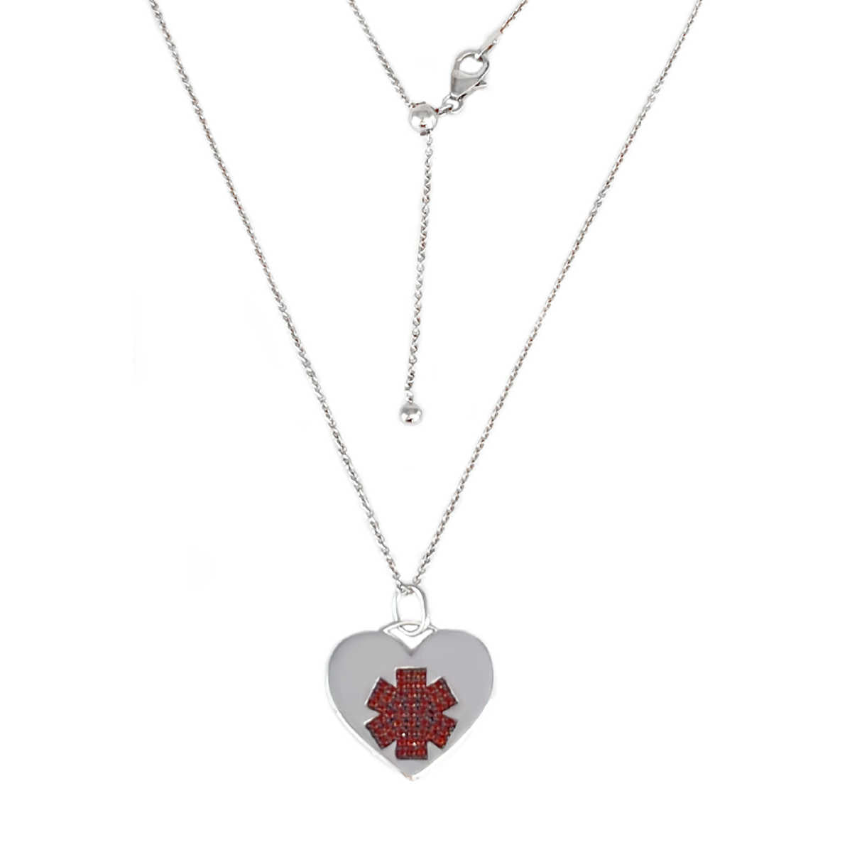 Heart Shaped Medical Alert Necklace | Sterling Silver Medical ID Necklace Charm for Women | Pretty Medical Alert Bracelets from Charmed Medical Jewelry