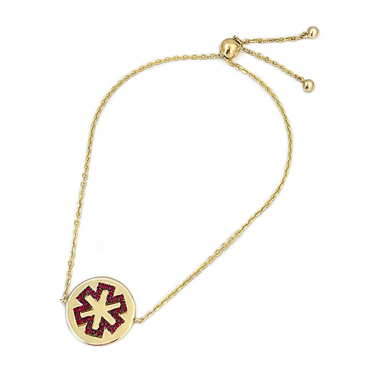 Gold Medical Alert Bracelet | Ruby Bolo 15mm | Stylish Medical Alert Bracelets for Women | Diabetic Bracelets, Allergy Bracelets, Epilepsy Bracelet | Charmed Medical Jewelry