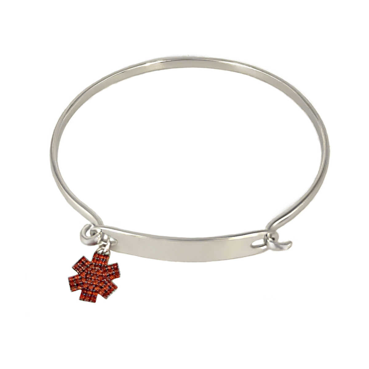 Sterling Silver Medical Alert Bangle Bracelet | Engraved Medical ID for Women | CHARMED Medical Jewelry