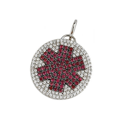 Diamond Medical ID Charm in White Gold with Ruby